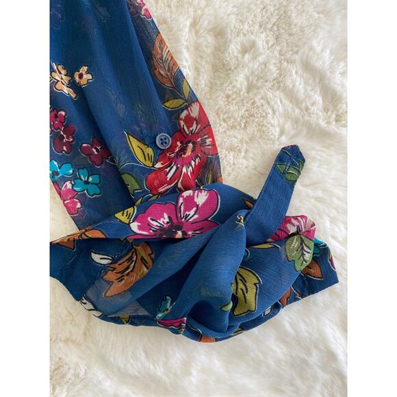 Kut From The Kloth Sinclaire Floral Blouse Semi Sheer Top Button‎ Small Colorful - Picture 9 of 9
